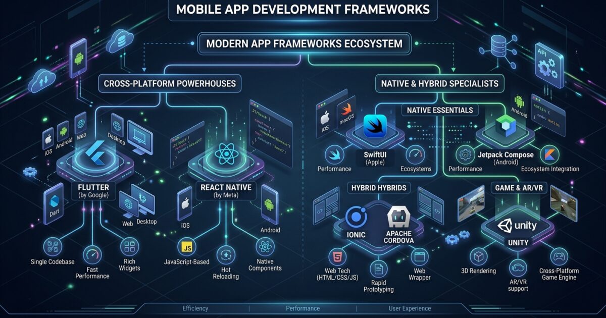 Mobile app development frameworks for Android and iOS